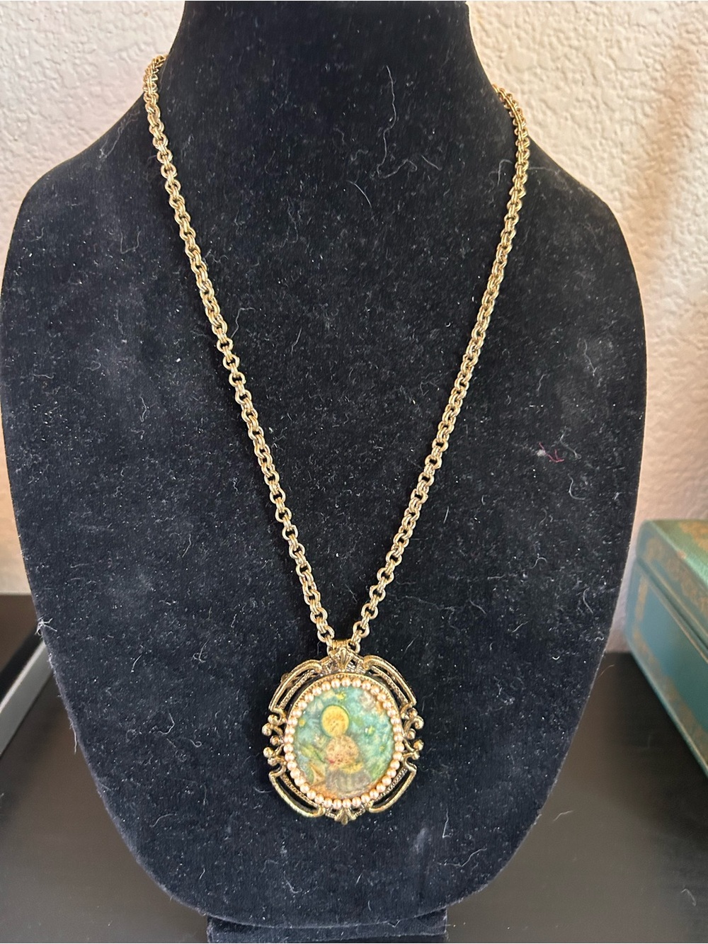 Vintage Victorian Revival Brooch Pendant Necklace (c. 1968–1975)